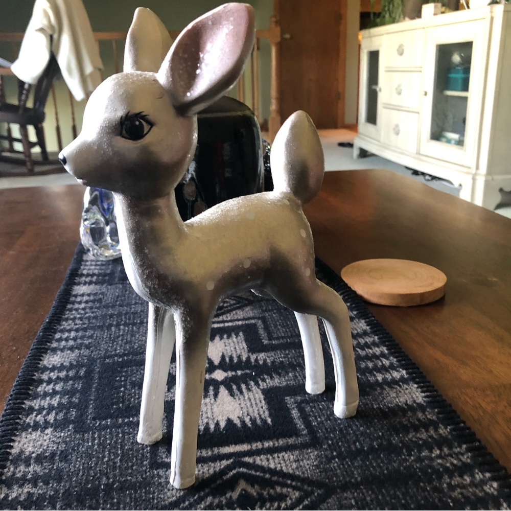 deer fawn figurine with glitter and polka dots